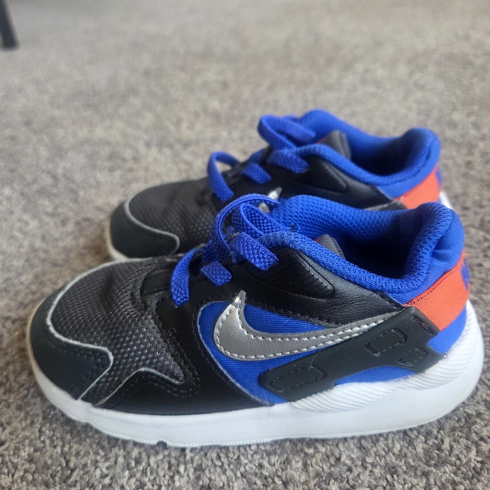 Nike Kids' Black, Blue, and Silver Sneakers